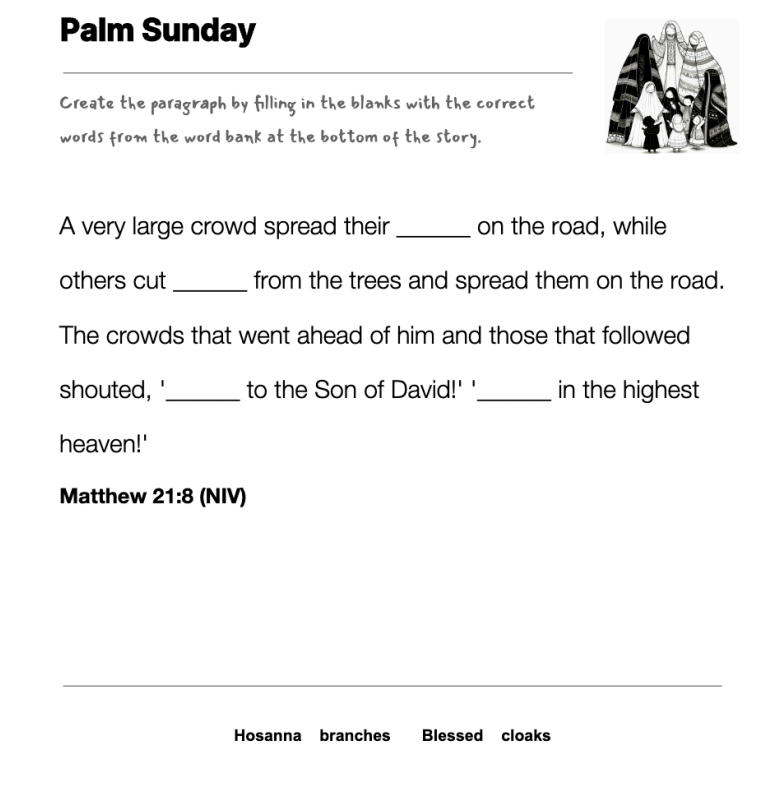 Palm Sunday fill-in-the-blank